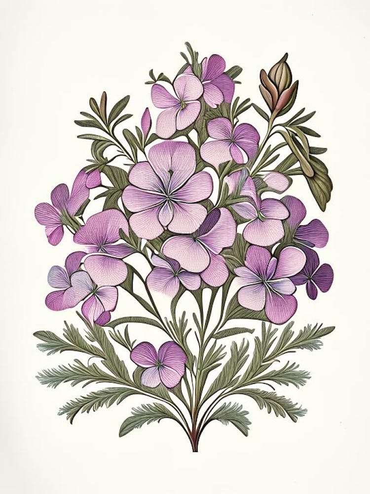 Phlox 2 Floral Botanical Vintage Poster Flower