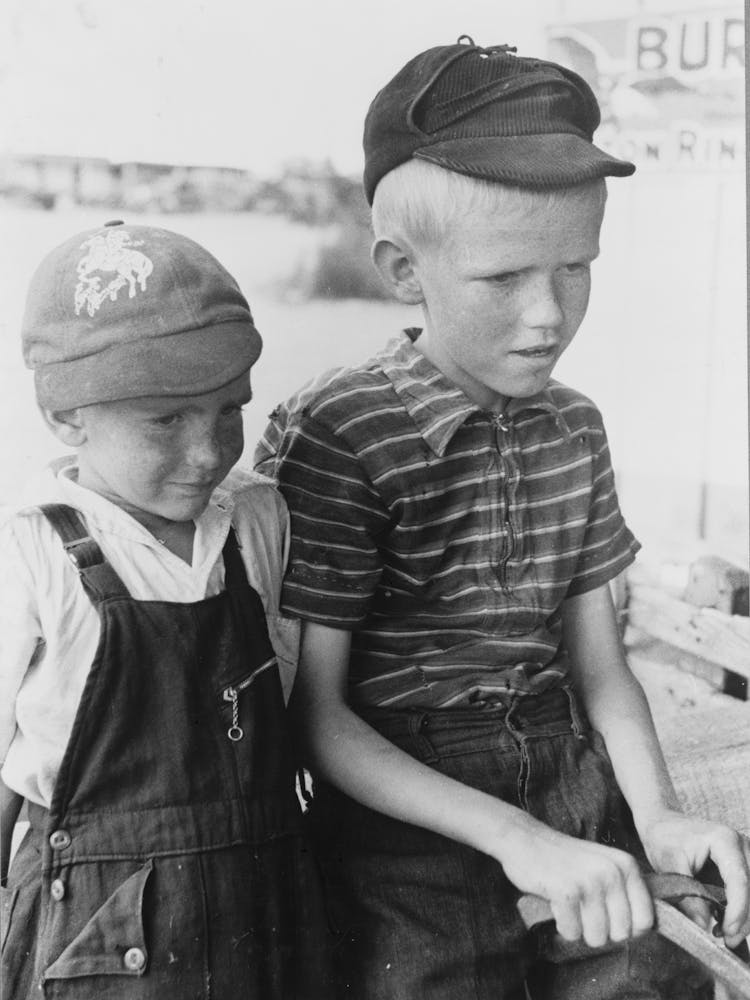 Sons Of Mr Leatherman In Burro Drawn Cart, Pie Town, New Mexico By Russell Lee