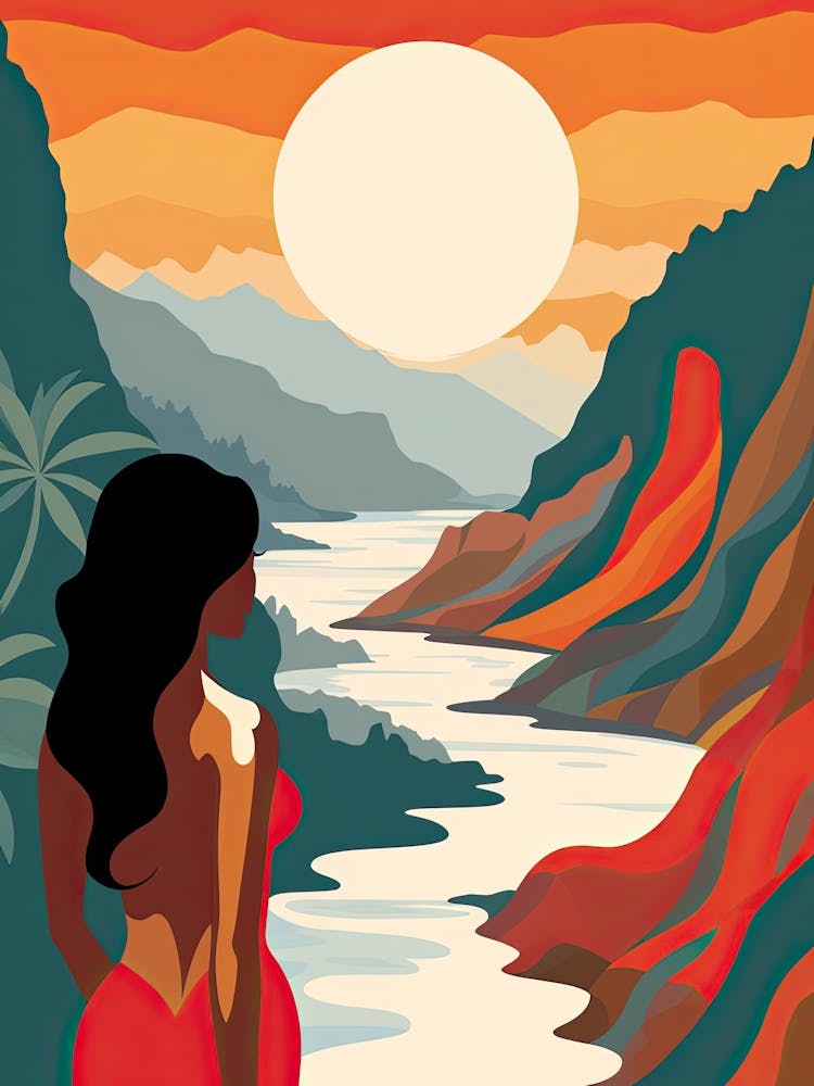 Kauai Hawaii, Usa, Bold Outlines 4