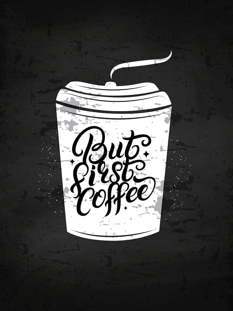 Coffee Cup With Lettering — coffee print, kitchen art, kitchen wall decor