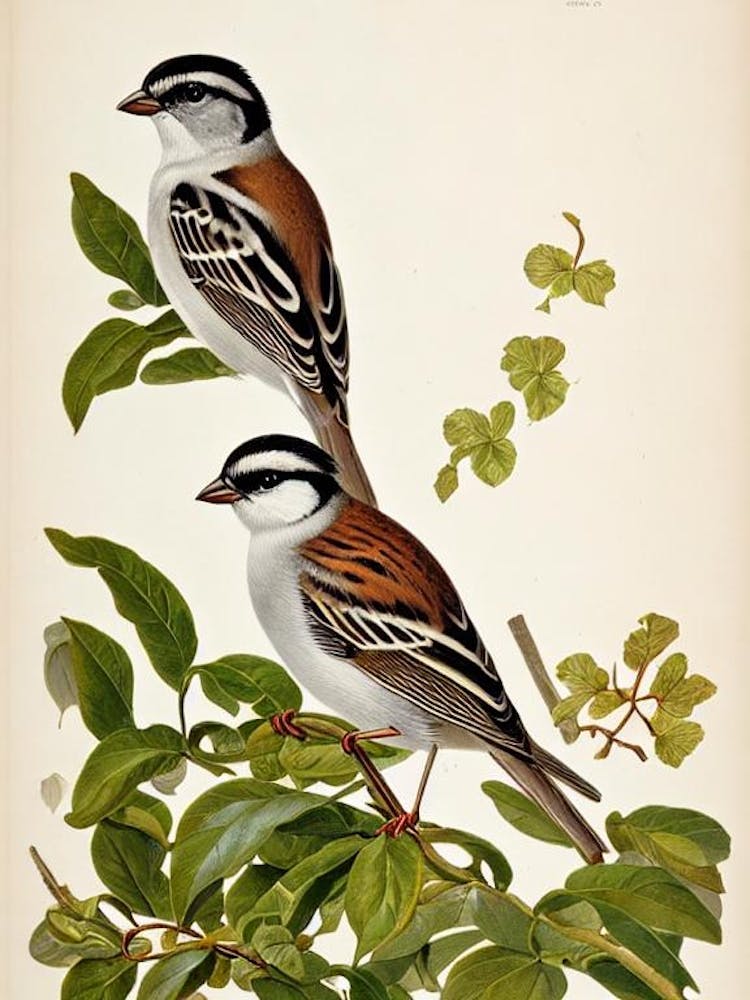 Sparrow James Audubon Vintage Style Bird