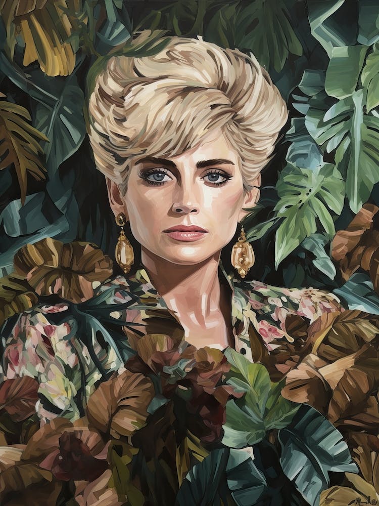 Floral Handpainted Portrait Of Lady Gaga