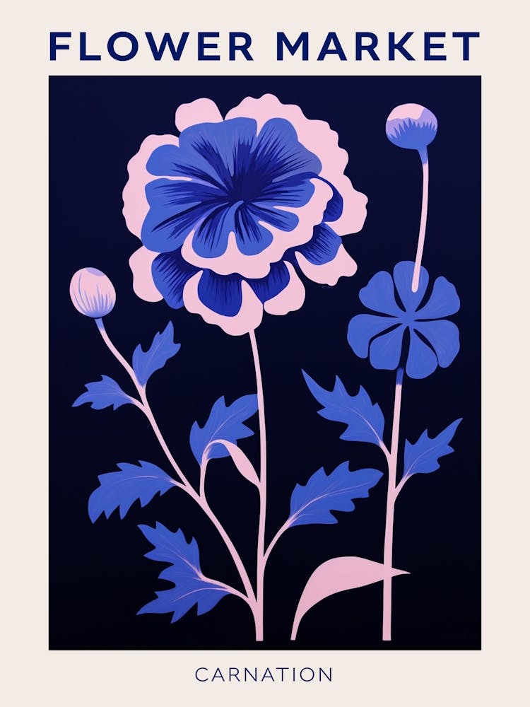 Blue Flower Market Poster Carnation 1