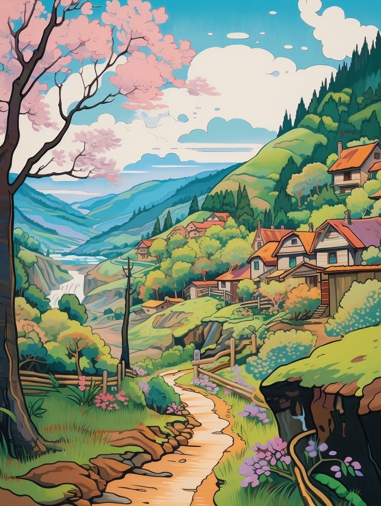 Mestia To Ushguli Trail Gerogia 3 Hike Illustration