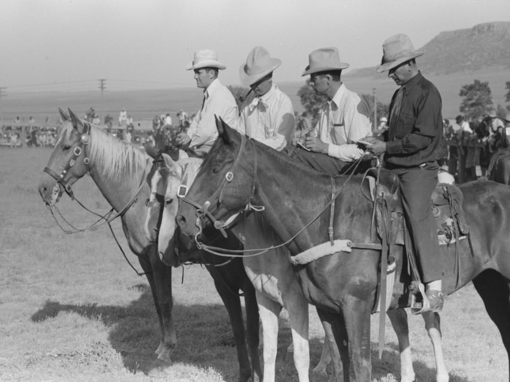 Untitled Photo, Possibly Related To Judges At Bean Day Rodeo, Wagon Mound, New Mexico By Russell Lee