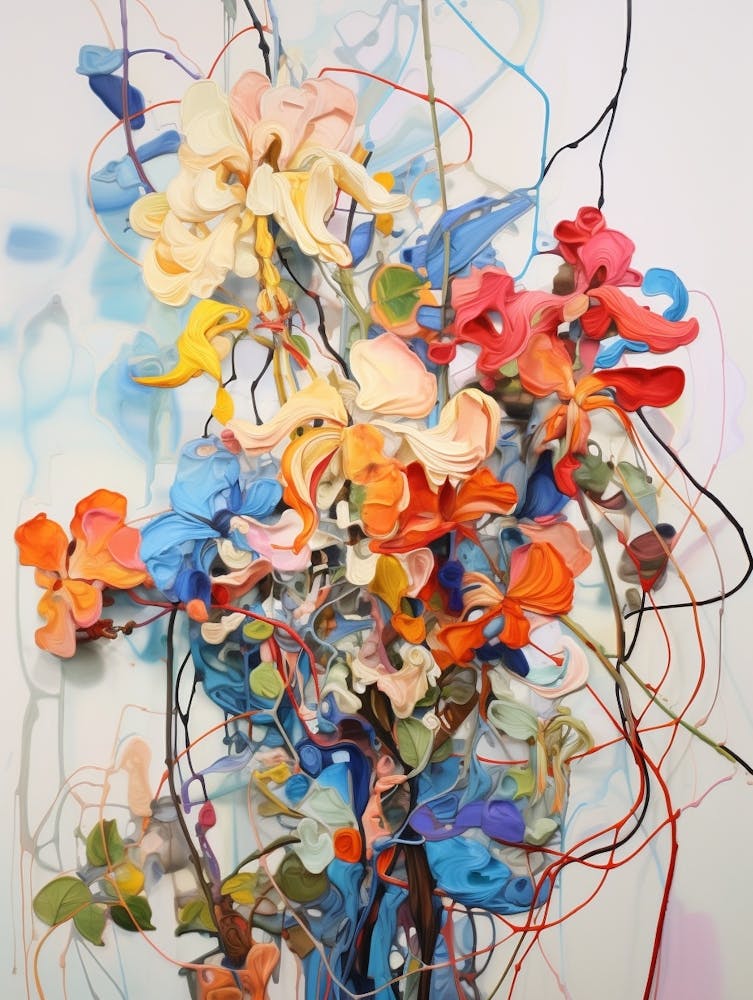Abstract Flower Painting Honeysuckle 4