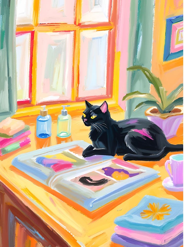 Chat Noir Près De La Fenêtre