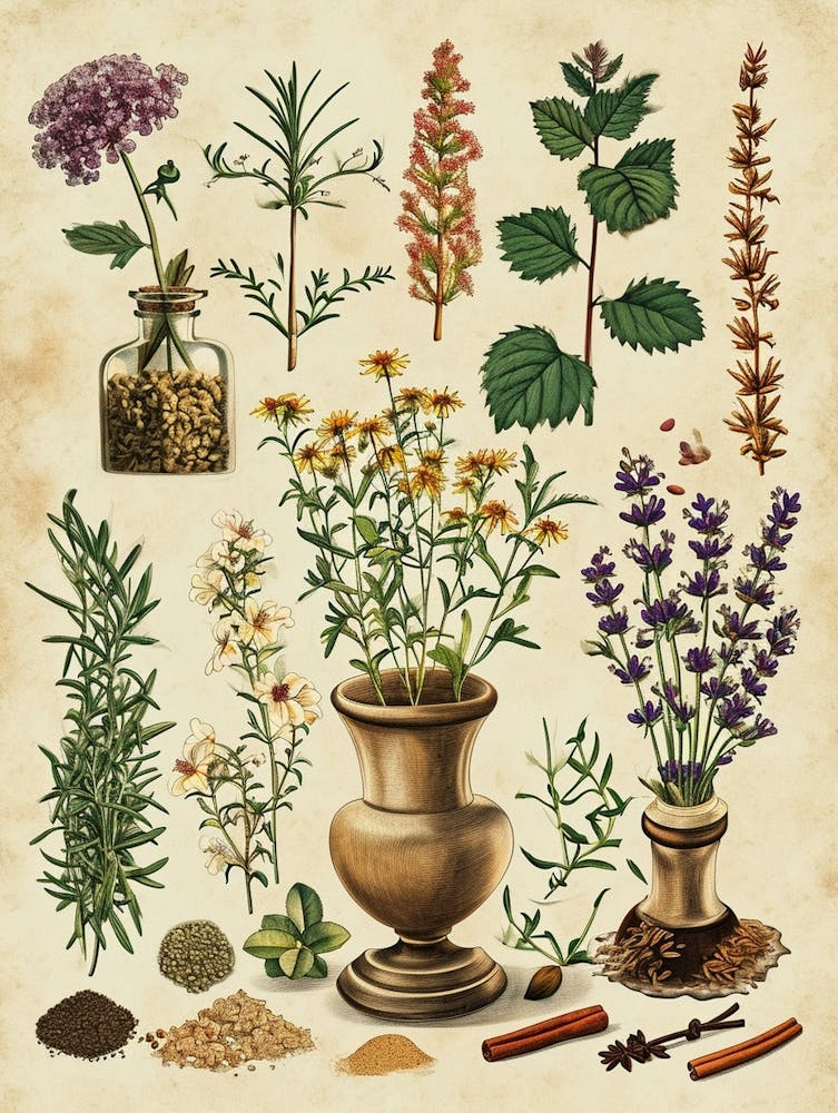 Garden Herbs Vintage Illustration 3