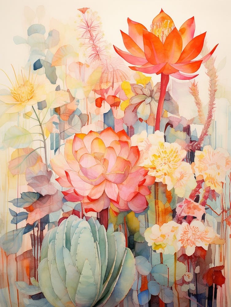 Tropical Plant Painting Pencil Cactus 2