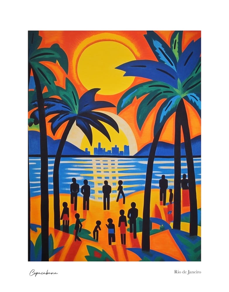 Copacabana Rio De Janeiro Matisse Style 5 Watercolour Travel Poster