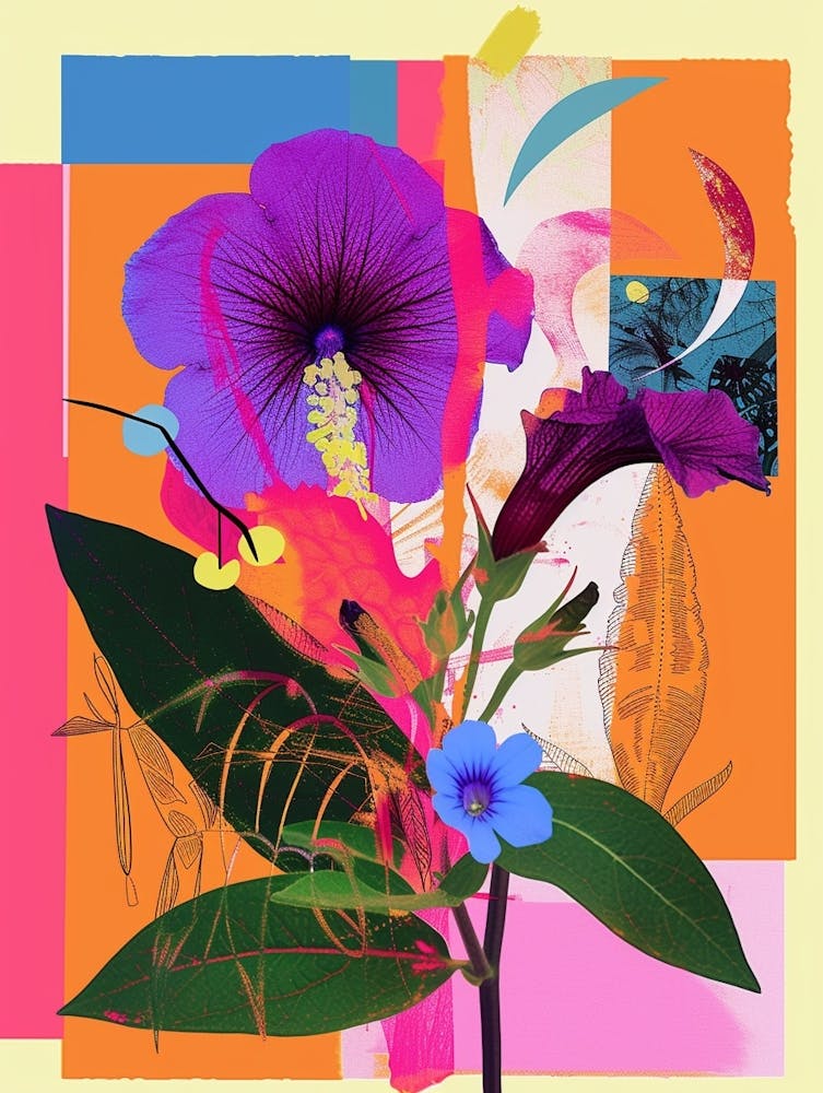 Petunia 1 Neon Flower Collage