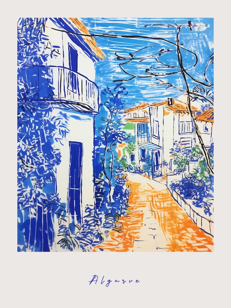 Algarve Portugal Mediterranean Blue Drawing Poster