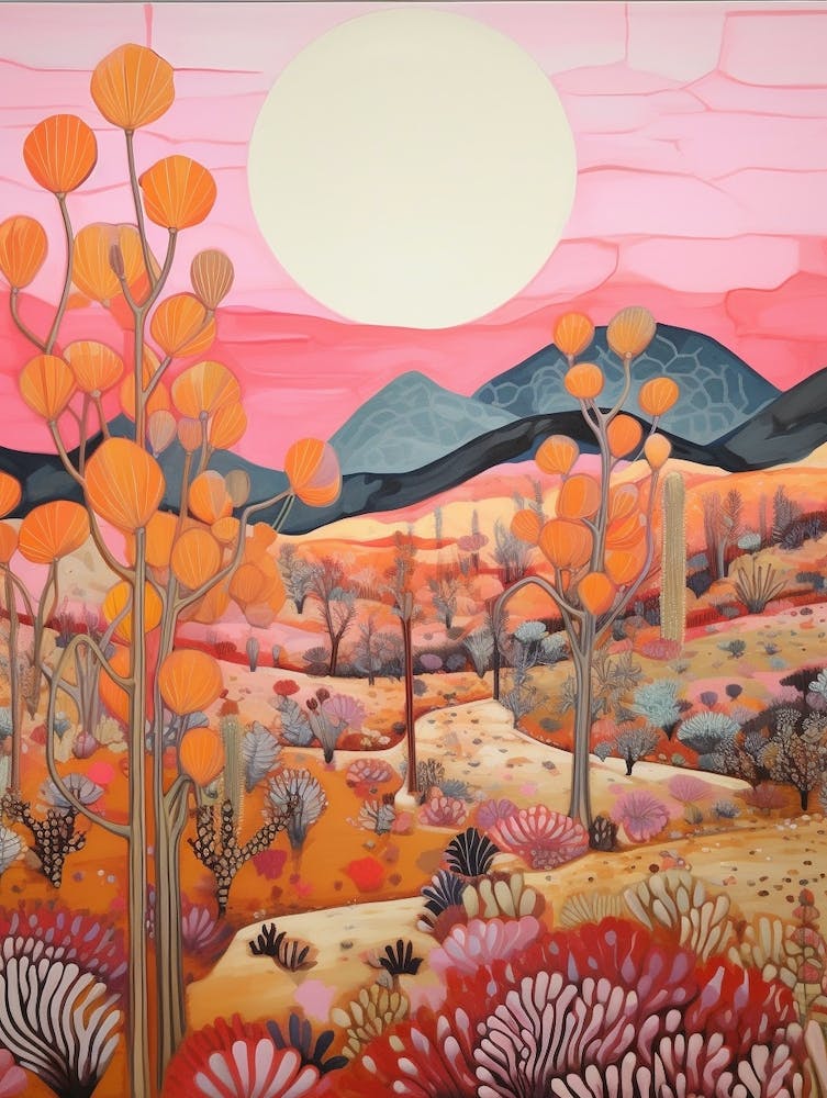 Cactus In The Desert Painting Carnegiea Gigantea 1