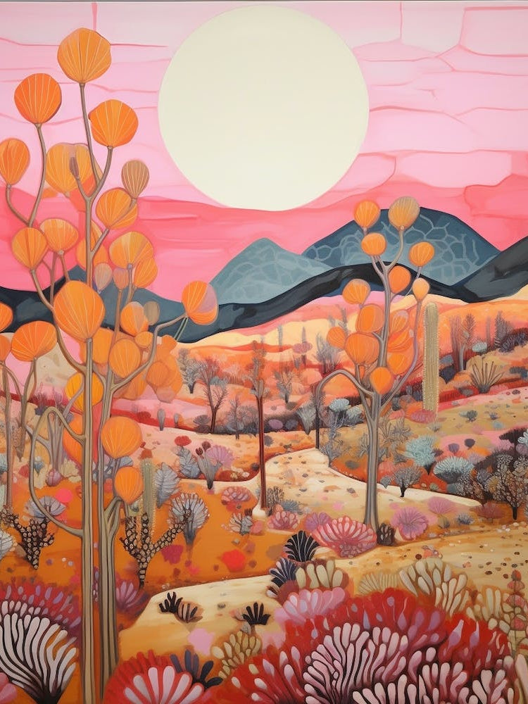 Cactus In The Desert Painting Carnegiea Gigantea 1