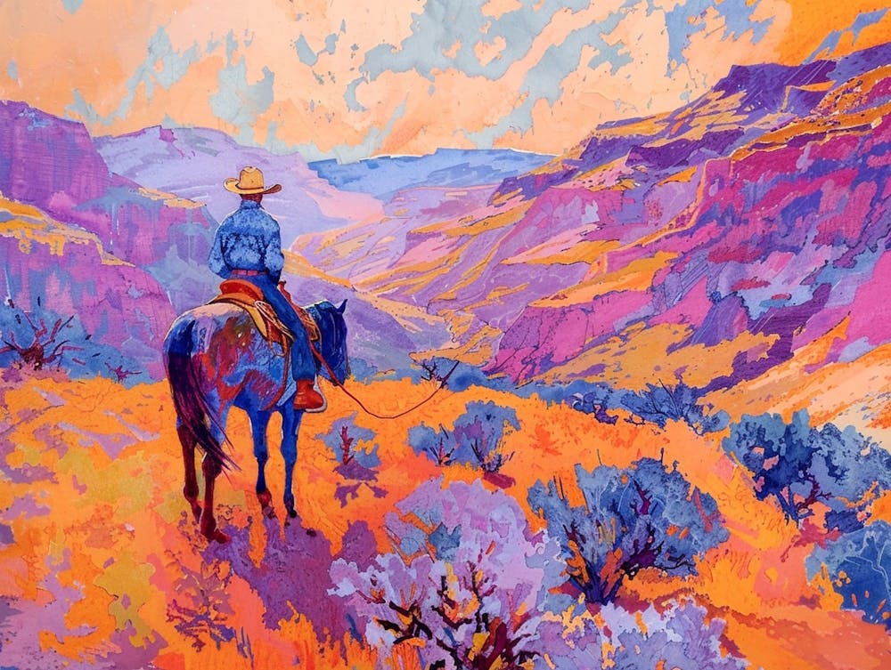 Cowboy Painting Rocky Mountains 6