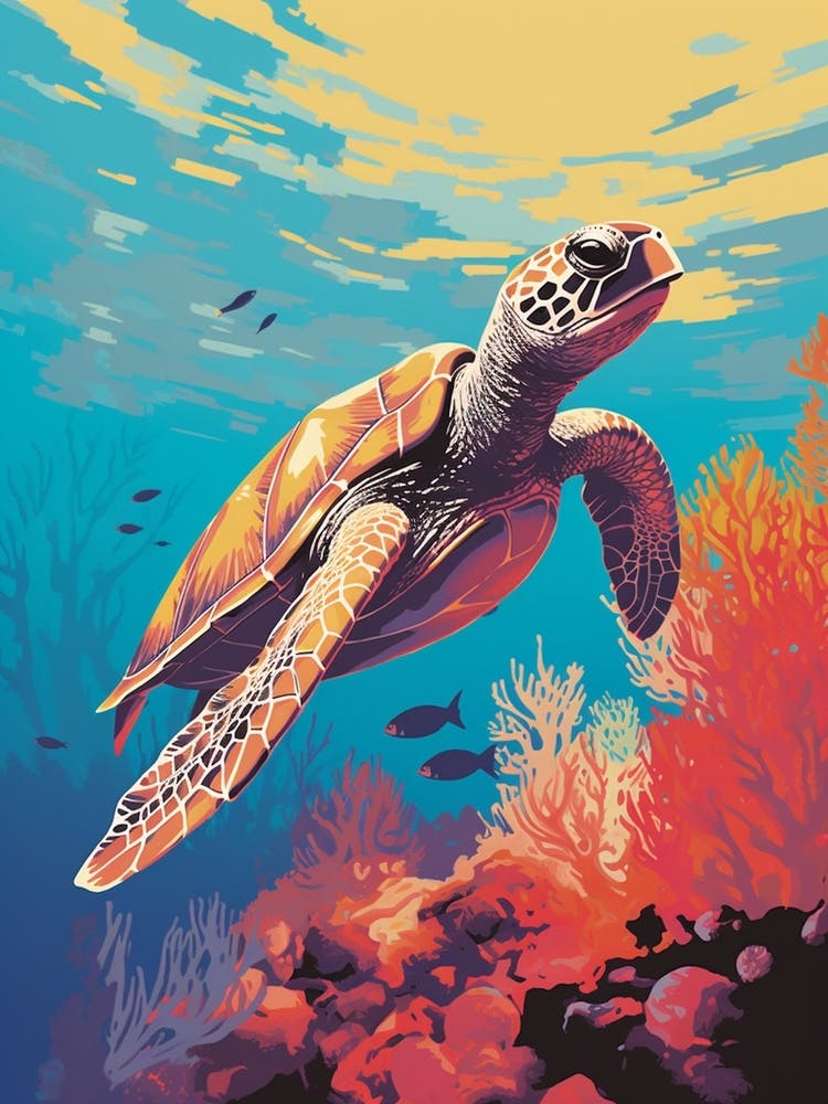 Sea Turtle Swimming Colour Pop 3