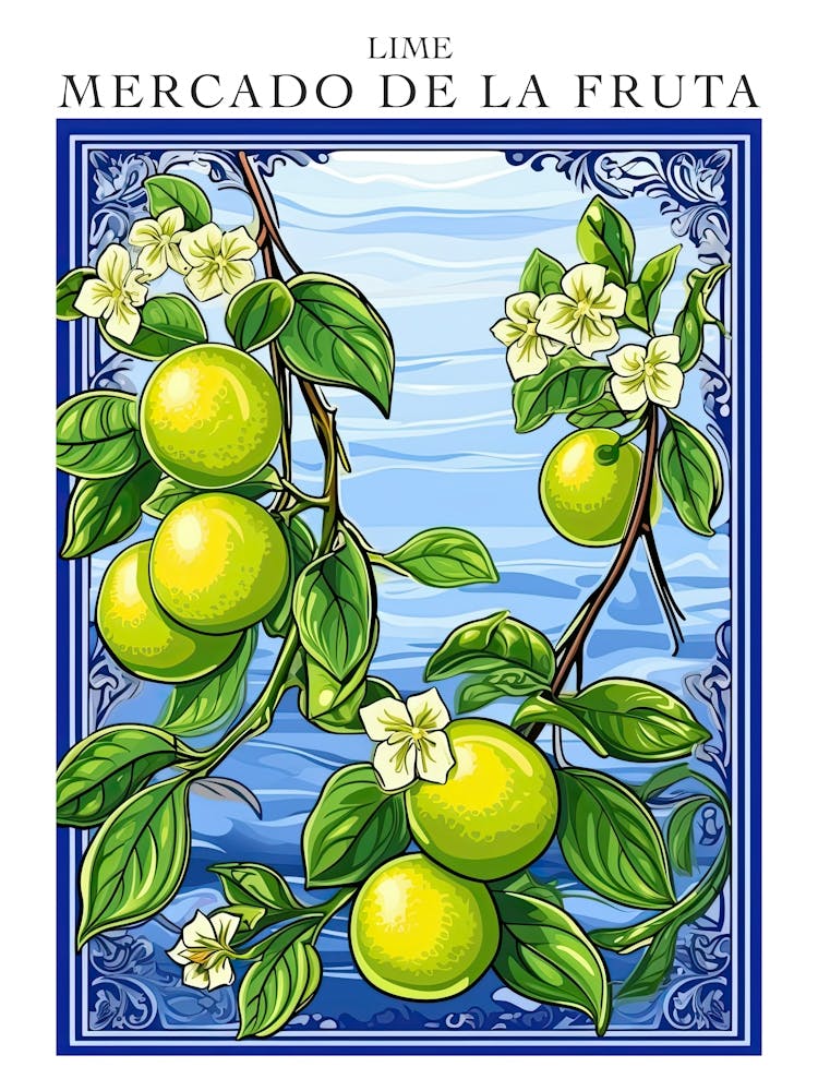 Mercado De La Fruta Lime Illustration 8 Poster