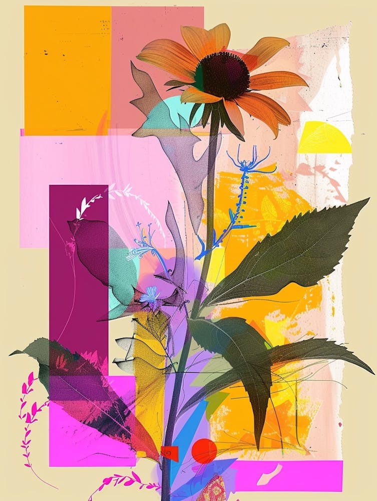 Black Eyed Susan 4 Neon Flower Collage