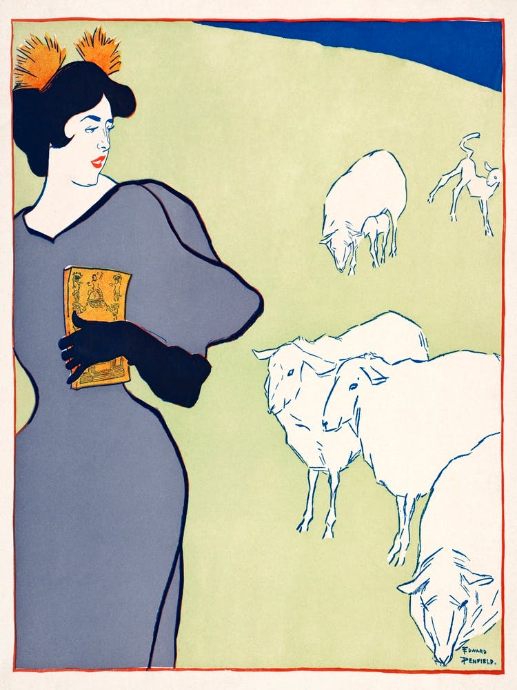 Woman And Sheep (1895), Edward Penfield