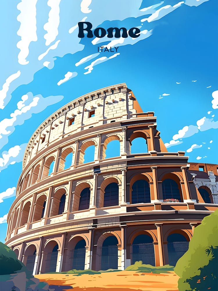Rom Italien Spartan Gladiator Moderne Reiseillustration