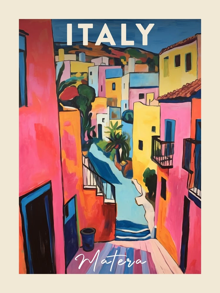 Matera Italy Fauvist Painting Travel Poster