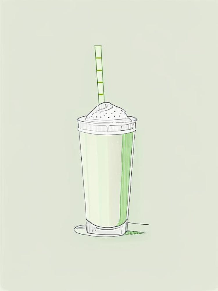 Pistachio Milkshake Dairy Food Minimal Line Drawing 1