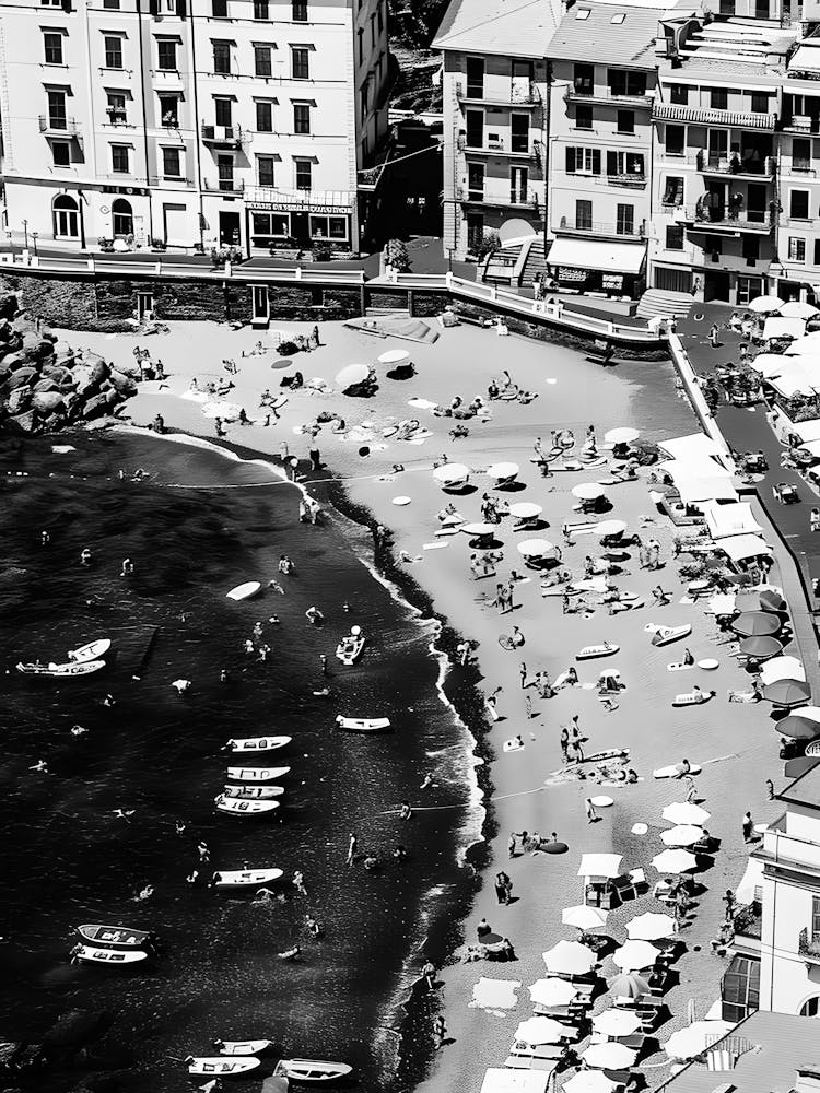 Black And White Photograph Of A Beach