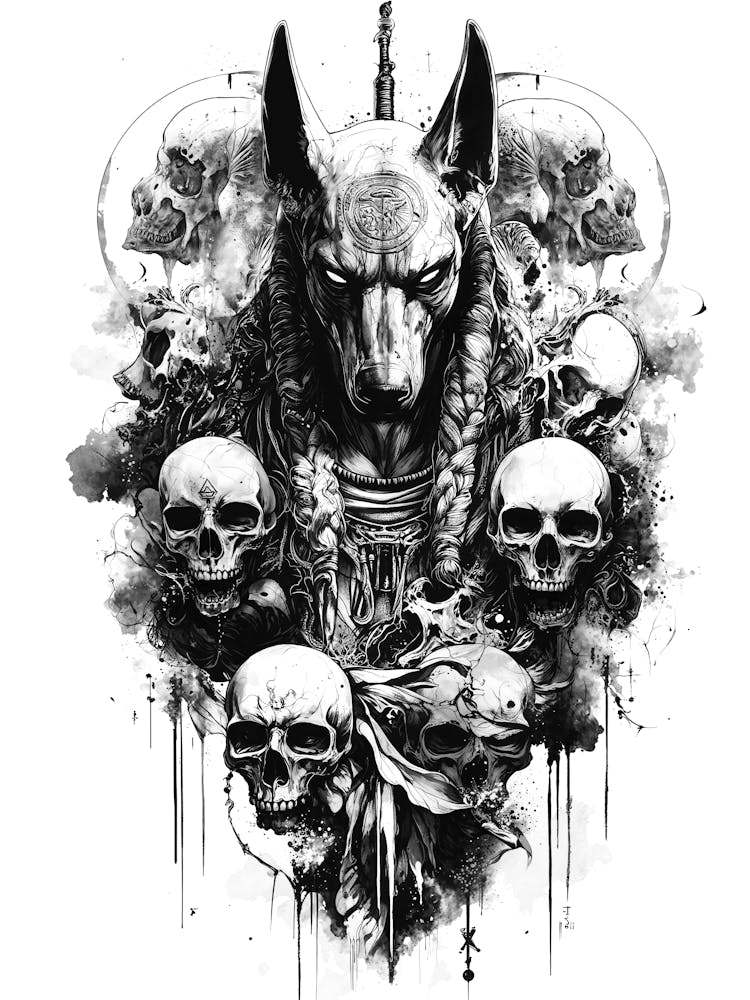 tribal skull anubis egyptian god