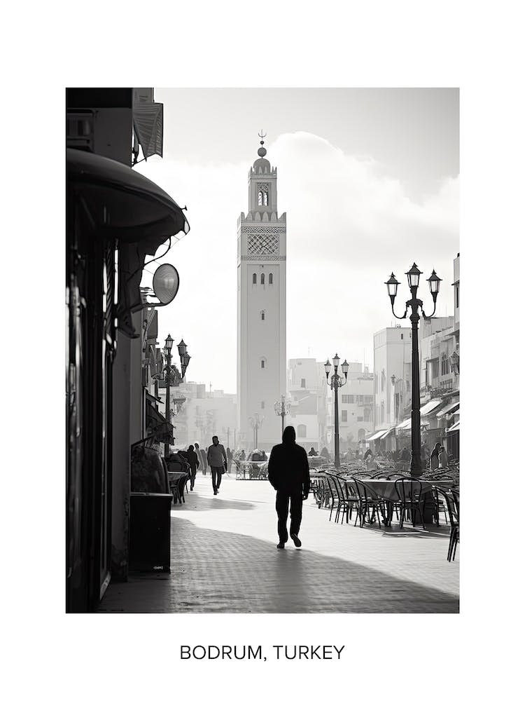 Poster Of Casablanca, Morocco, Photography In Black And White 1