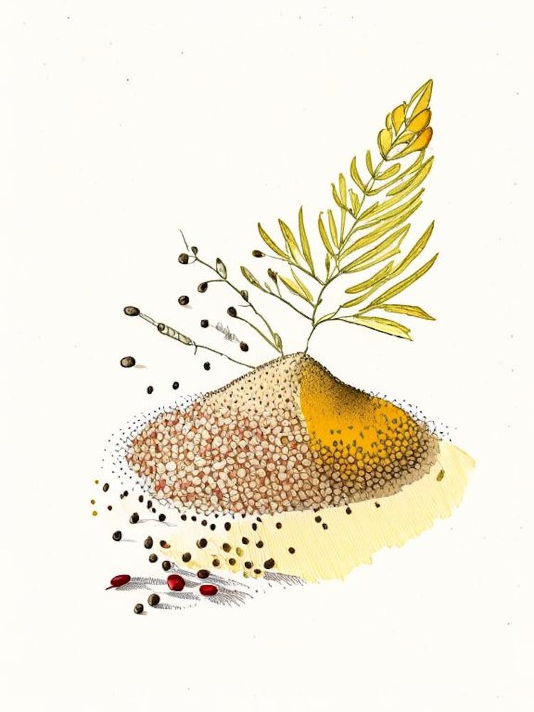 Mustard Seed Spices And Herbs Pencil Illustration 4
