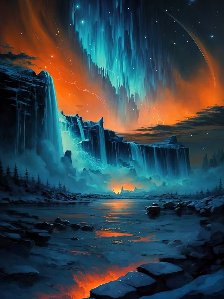 Niagara Falls at Night - Blue and Orange