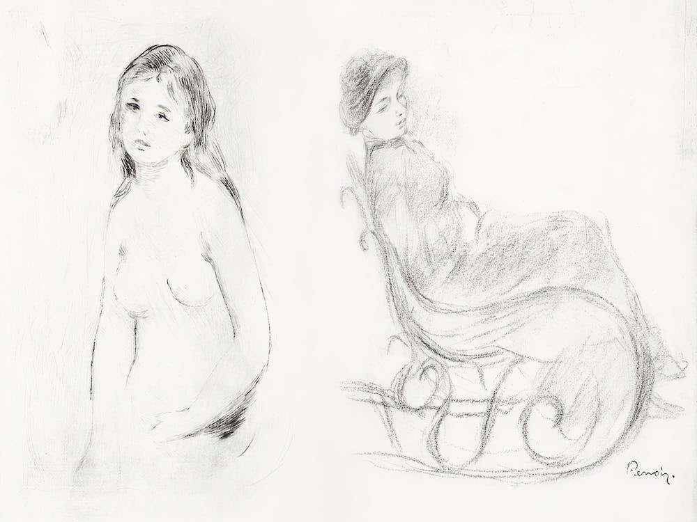 Study For A Female Bather (1906) And Woman Seated In A Chair (1883), Pierre Auguste Renoir