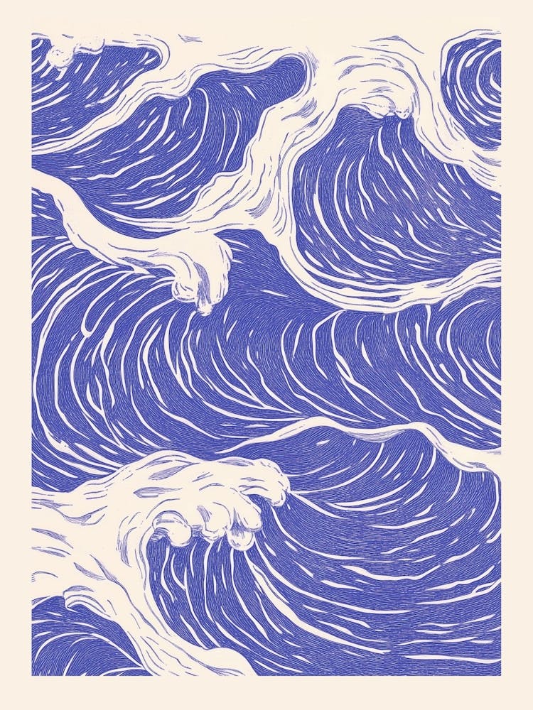 Blue And Beige Ocean Waves