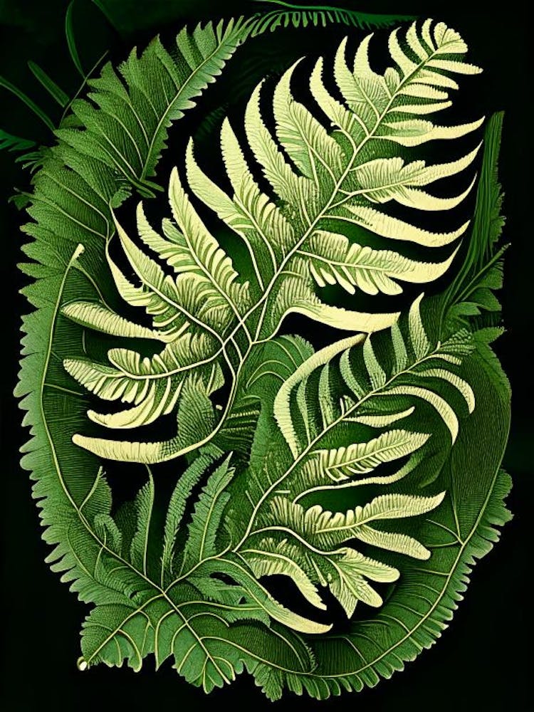 Southern Shield Fern Vintage Botanical Poster