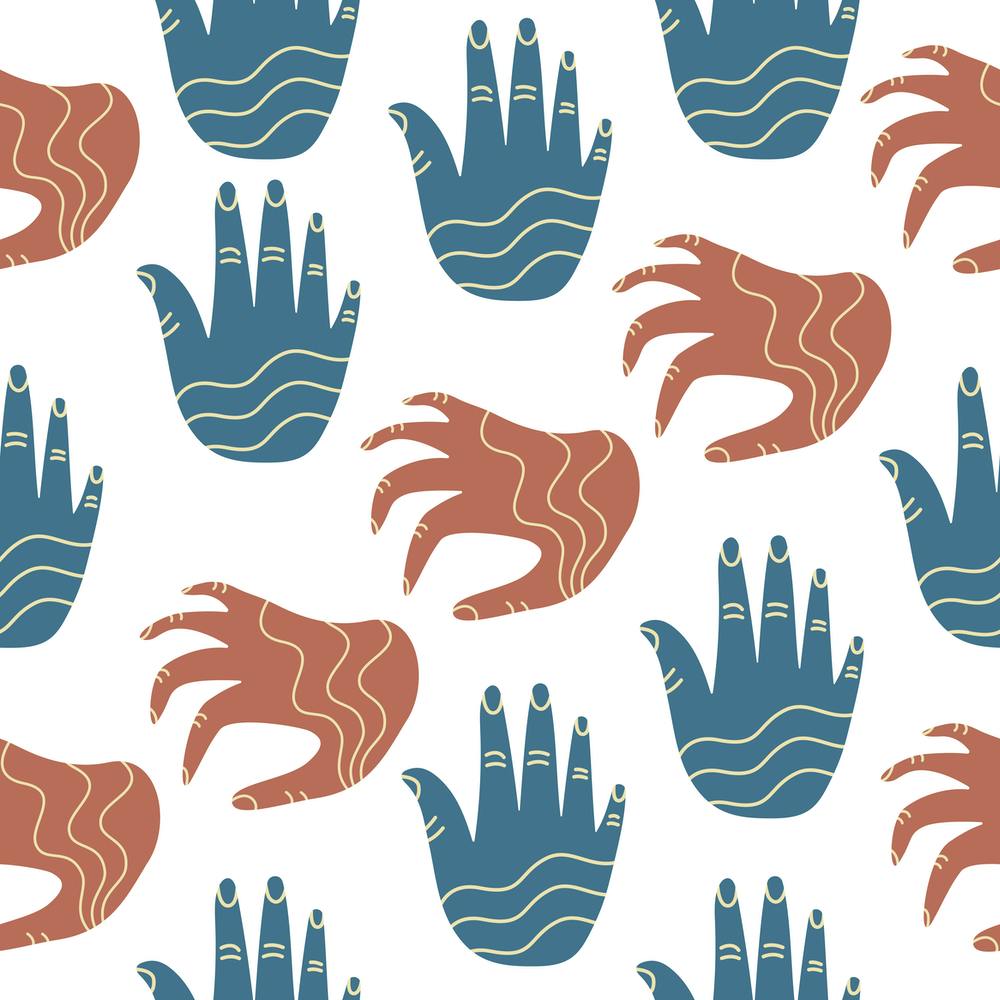 Seamless Pattern With Hands Boho