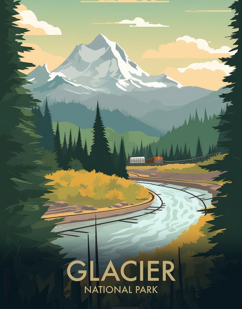 Glacier National Park Vintage Travel Poster 2