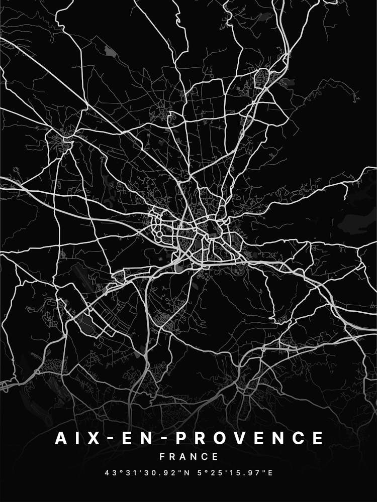 Aix En Provence France Black Map