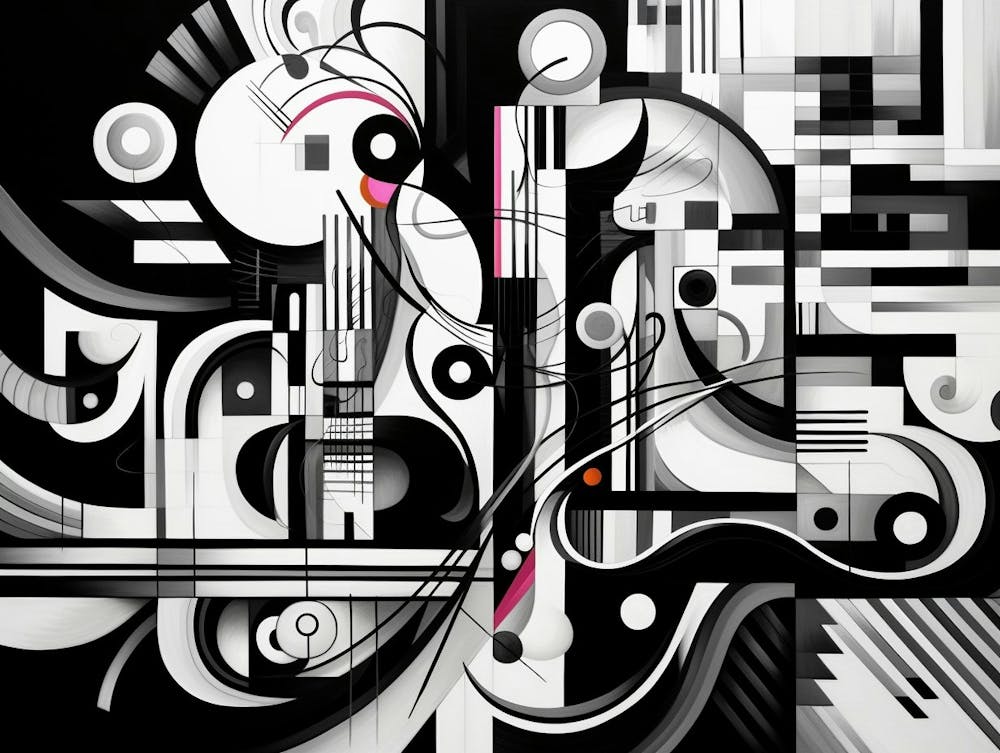 Chromatic Fusion Abstract Black And White 4