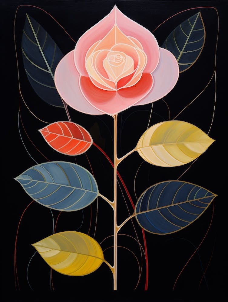 Rose 1 Hilma Af Klint Inspired Flower Illustration