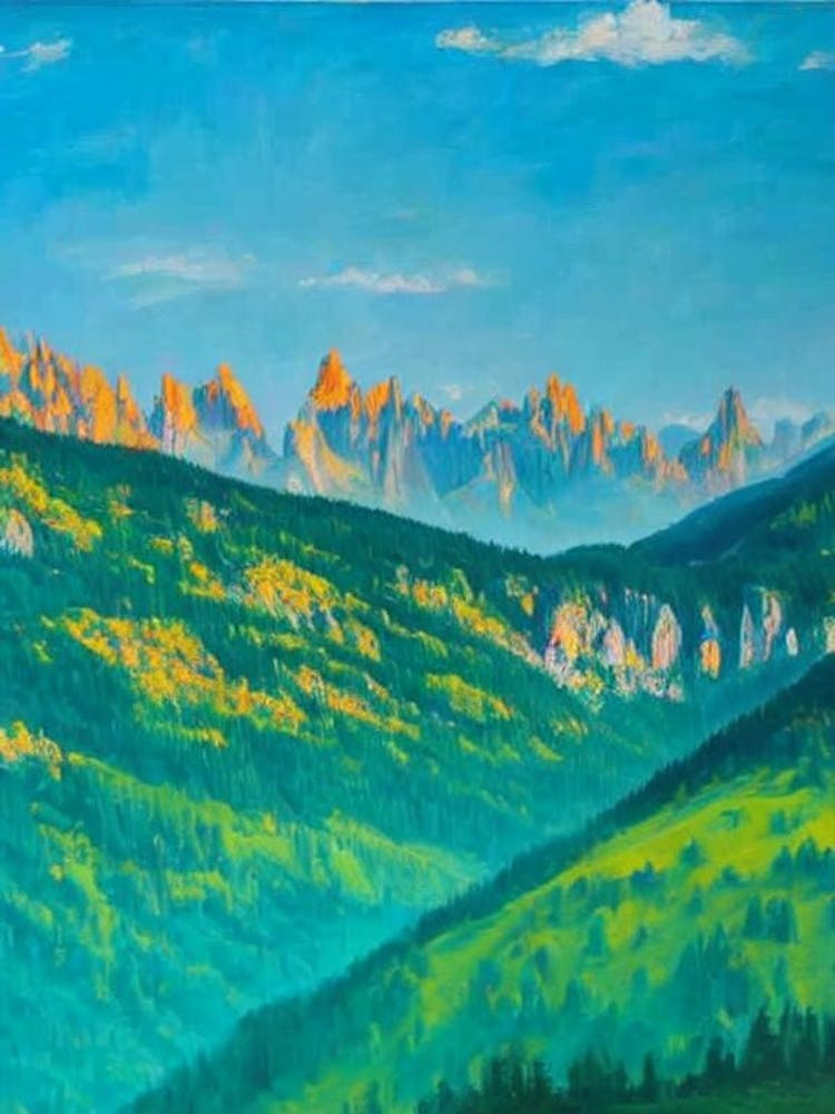 Dolomiti Bellunesi National Park Italy Blue Oil Painting 2 