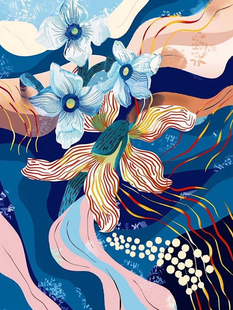 Illustration Fleurie Colorée Myosotis 8