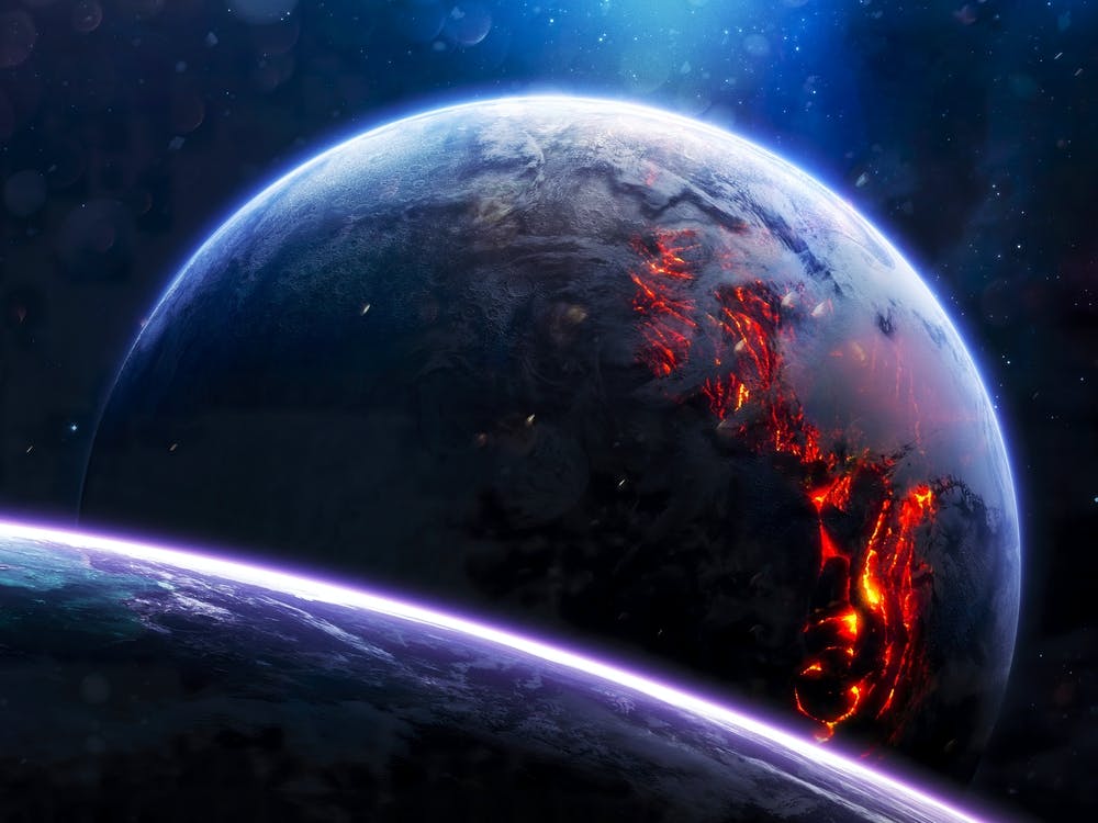 Planet explosion. Apocalypse in space #4 — space poster, space photo art, collage