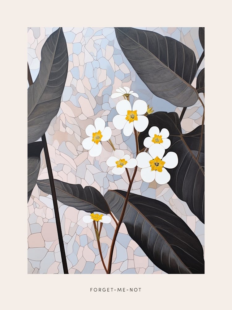 Flower Illustration Forget Me Not Flower 5 Poster