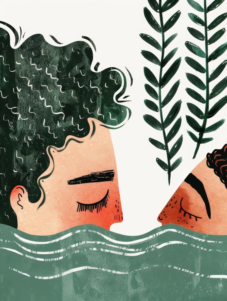 Illustration Of A Couple In The Water