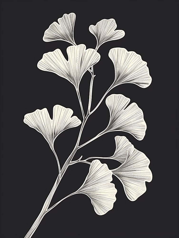 Ginkgo Tree Minimalistic Drawing 4