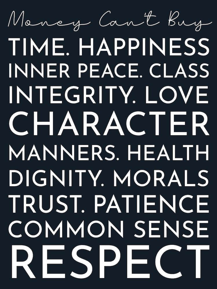 Money Can't Buy Navy Typography