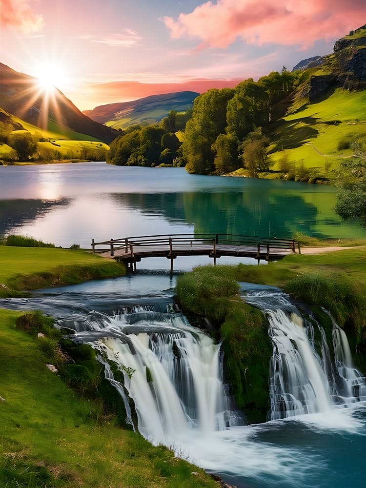 Waterfall At Sunset 1