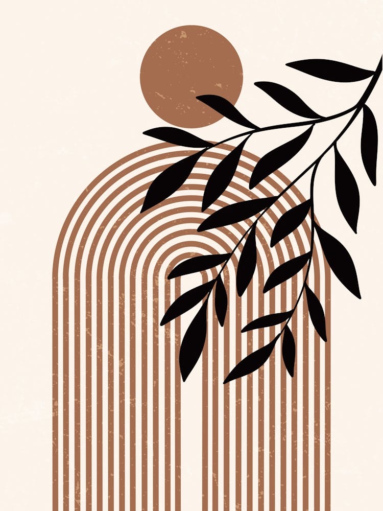 Abstract Painting With A Leaf