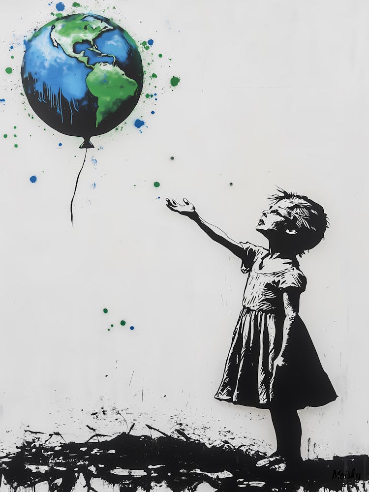 Earth Day Canvas Print in Banksy style