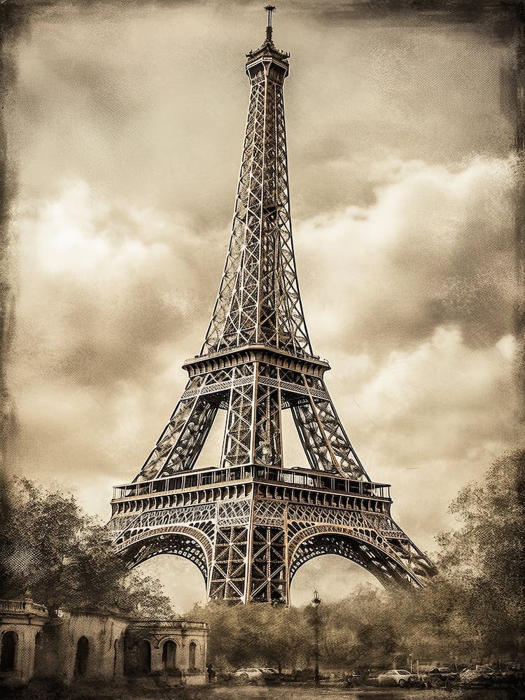 Eiffel Tower Paris Pencil Drawing Sketch 3